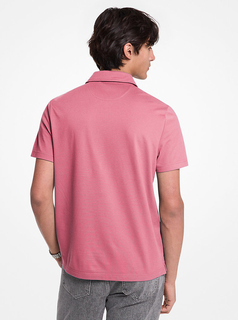 MICHAEL KORS Cotton Blend Piqué Zip-Up Polo Shirt outlook