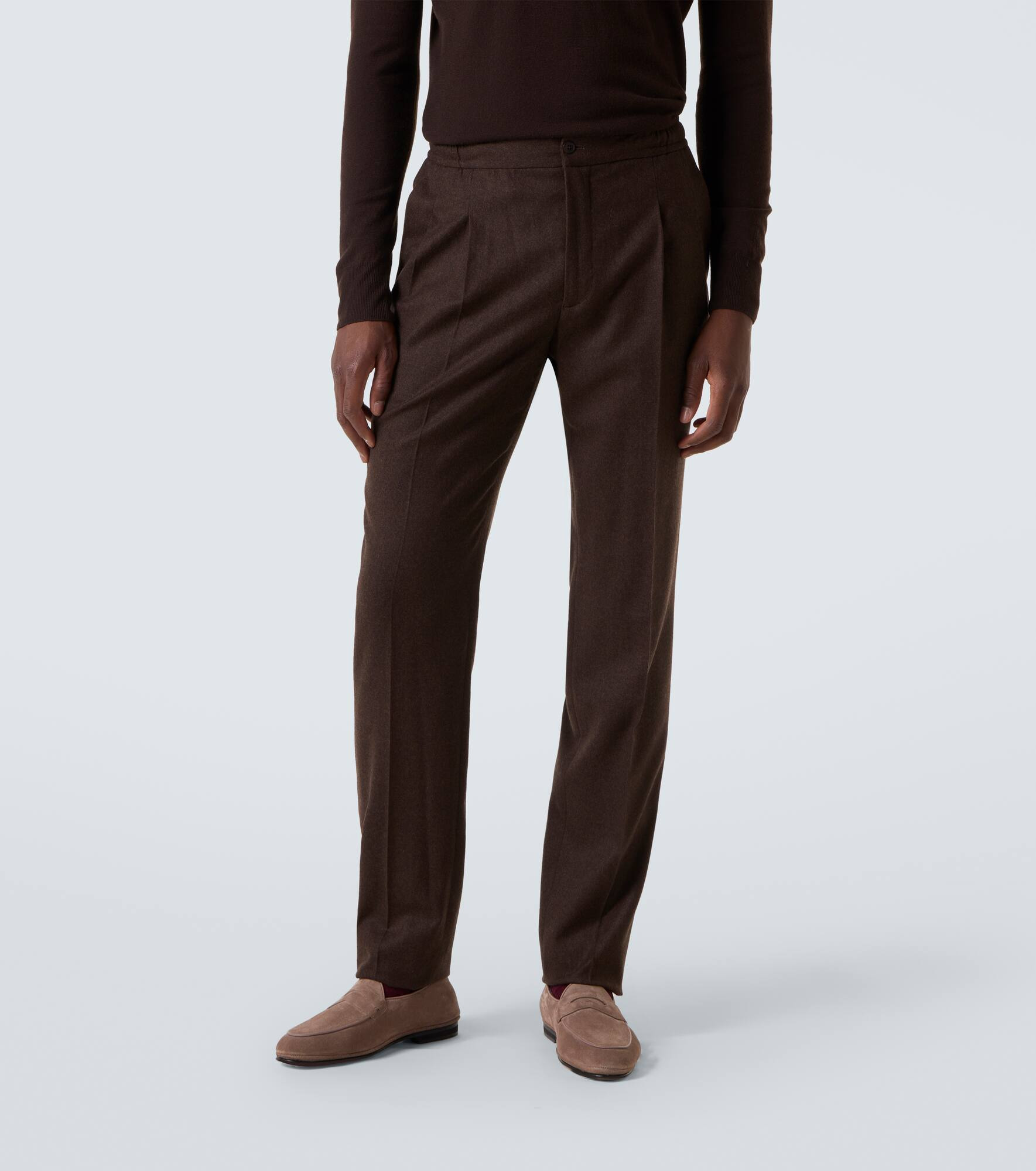 Virgin wool flannel tapered pants - 3