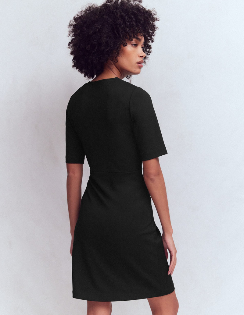 Zinnia Tie Jersey Short Dress-Black 4