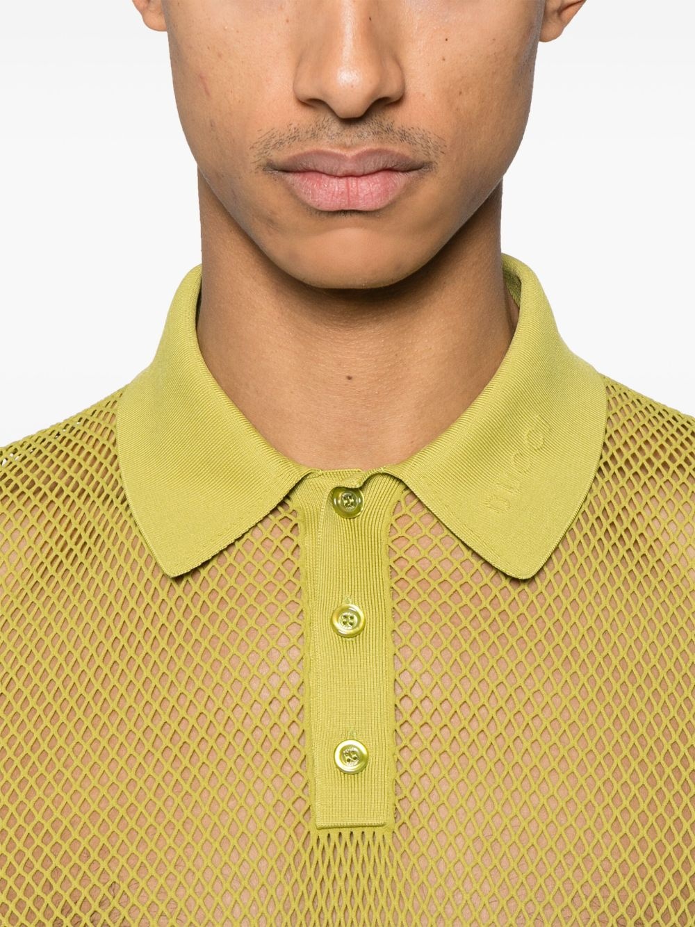 embossed mesh polo shirt - 5