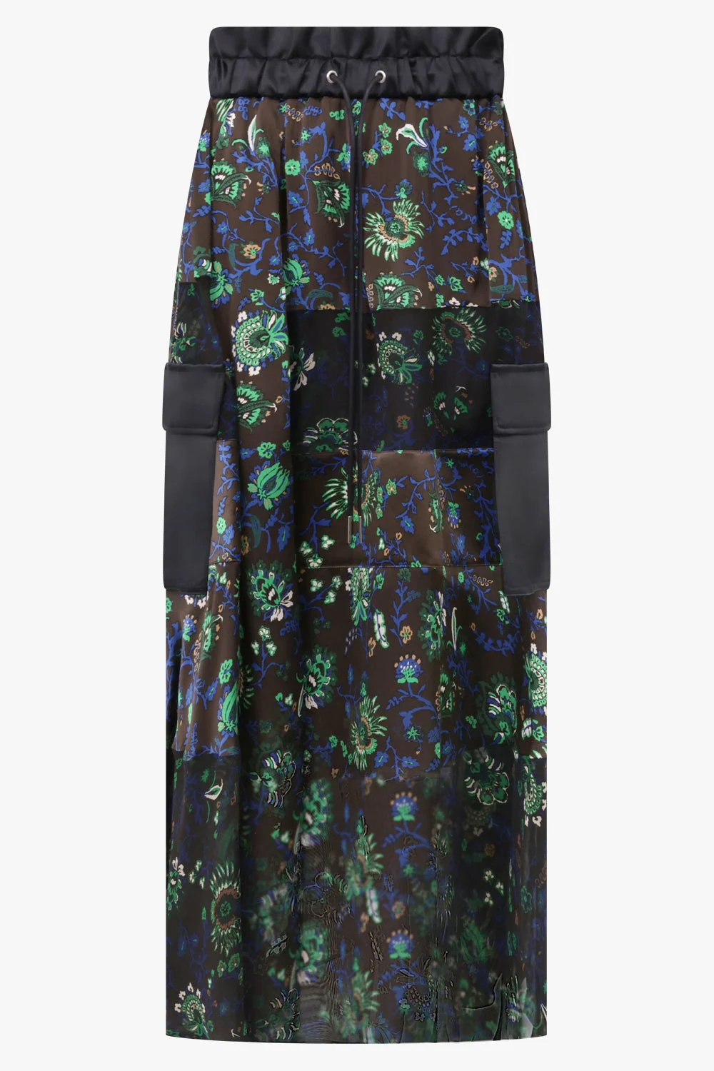 FLORAL PRINT SHEER PANEL MIDI SKIRT | BROWN/MULTI - 1