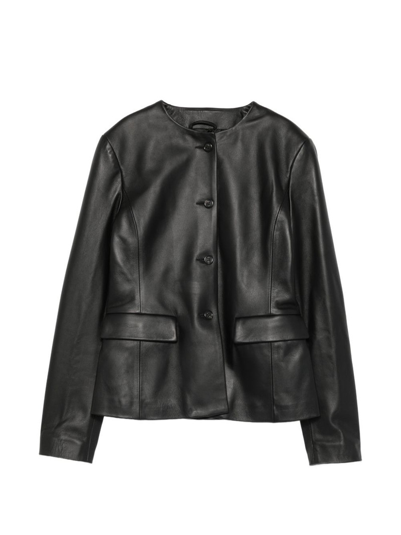 Ramona leather collarless jacket 1