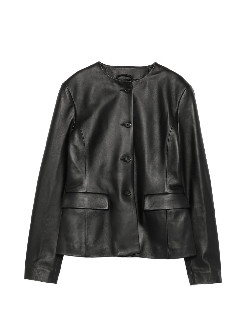 Ramona leather collarless jacket - 1