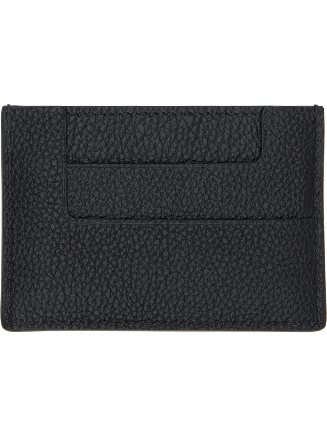 Black Grain Leather Card Holder - 2