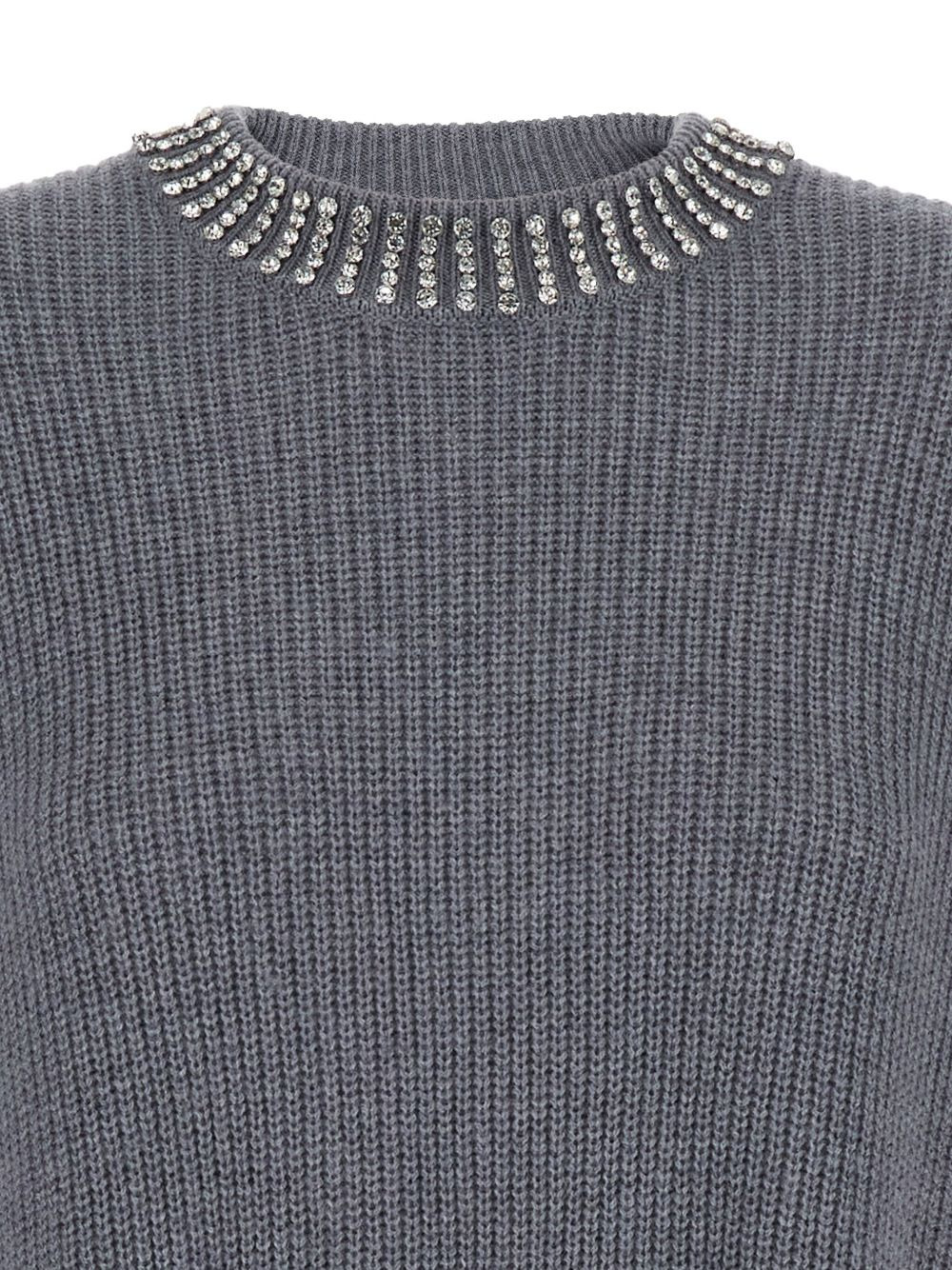 embellished-neckline knit mini dress - 3