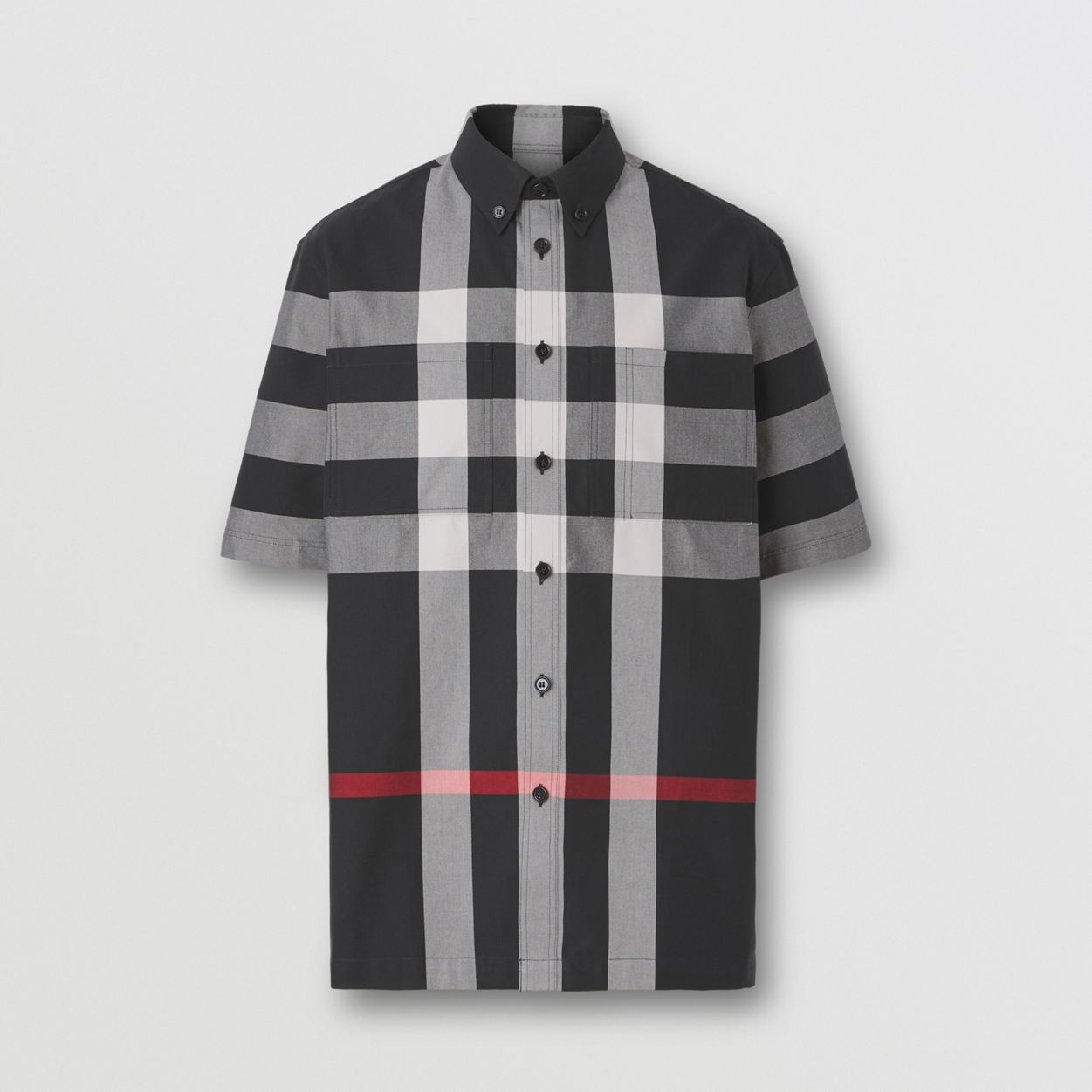 Short-sleeve Check Cotton Shirt - 1