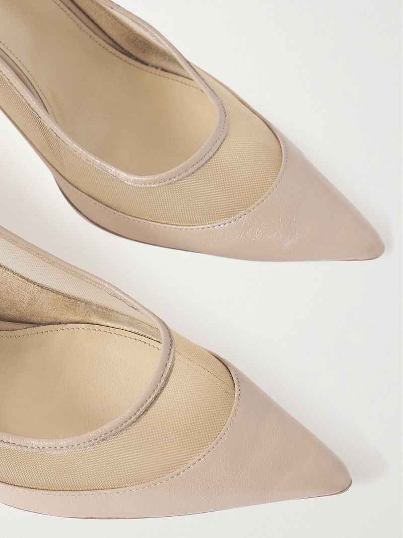 River Iconic Mesh-trimmed Patent-leather Pumps 4