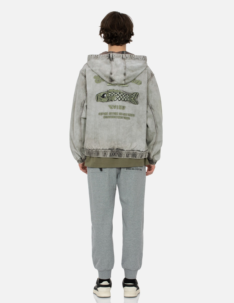 KOINOBORI AND SEAGULL EMBROIDERY LOOSE FIT HOODED DENIM JACKET 5