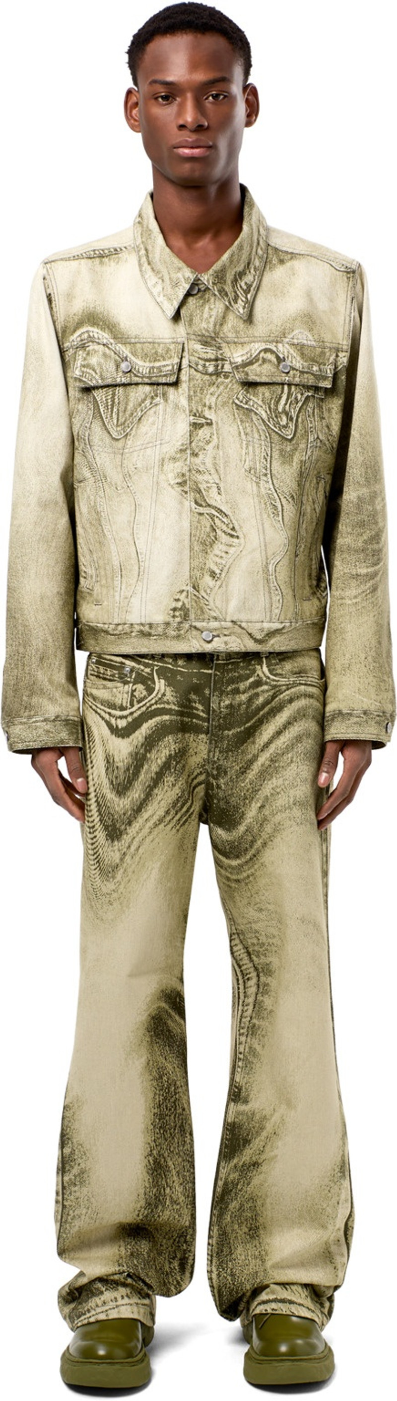 CAMPERLAB Black-Green Denim Jacket outlook