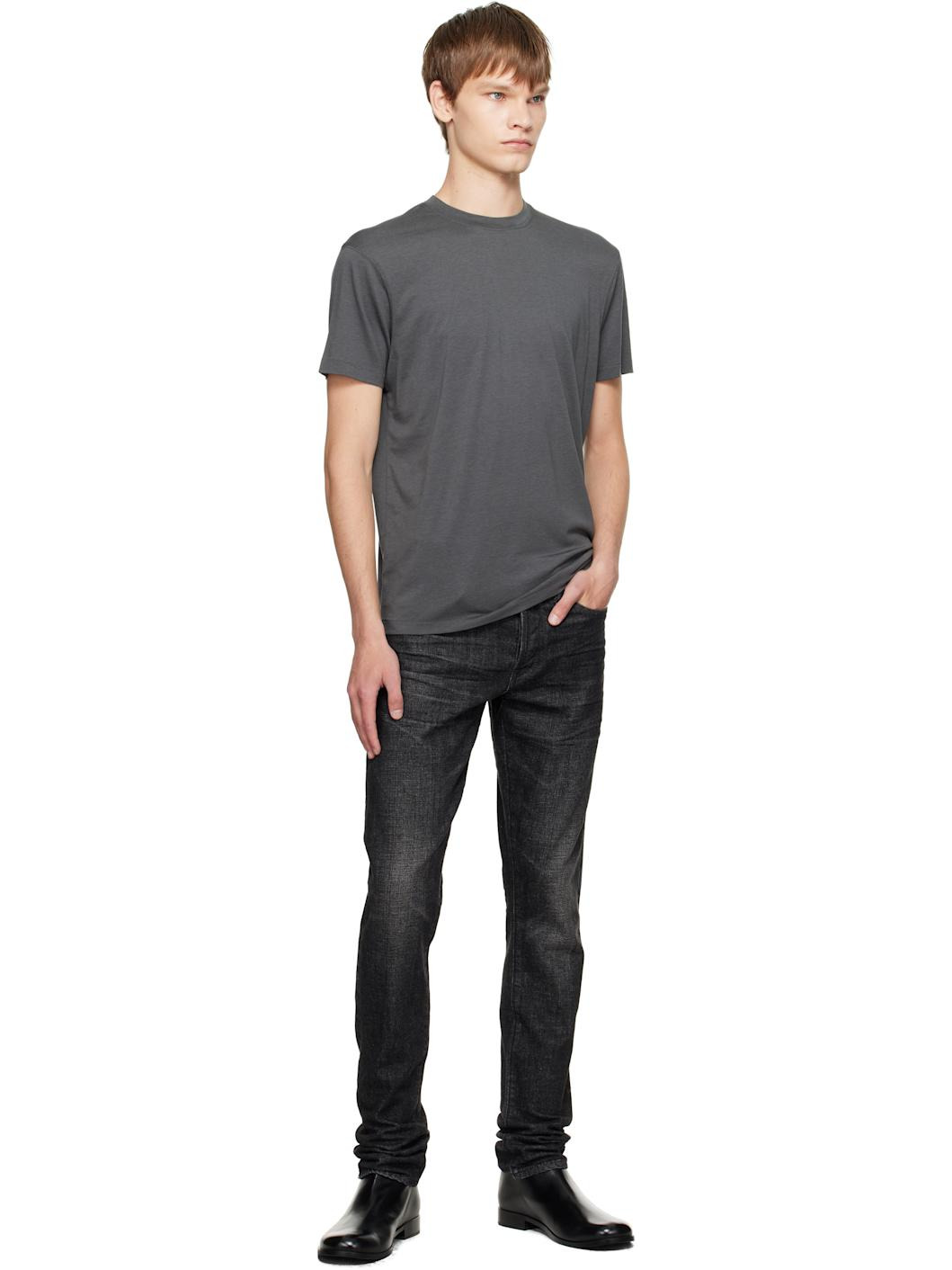 Gray Lyocell Cotton Crewneck T-shirt - 4