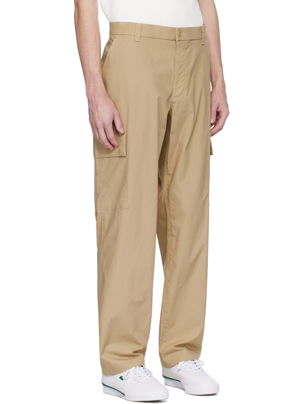 Beige Regular Fit Lightweight Cotton Cargo Pants - 2