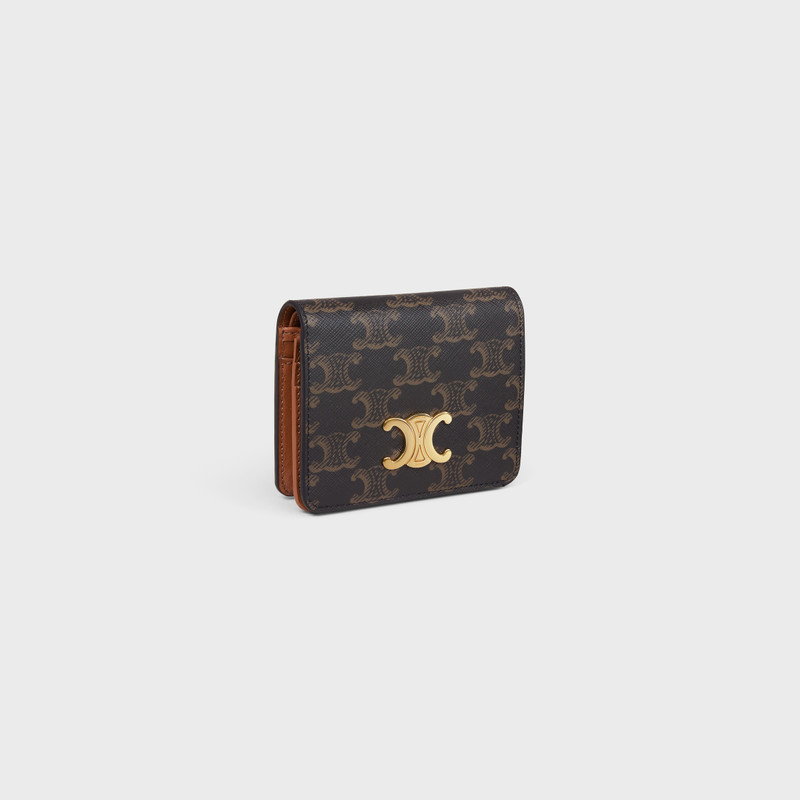 CELINE TRIOMPHE COMPACT WALLET in Triomphe Canvas outlook