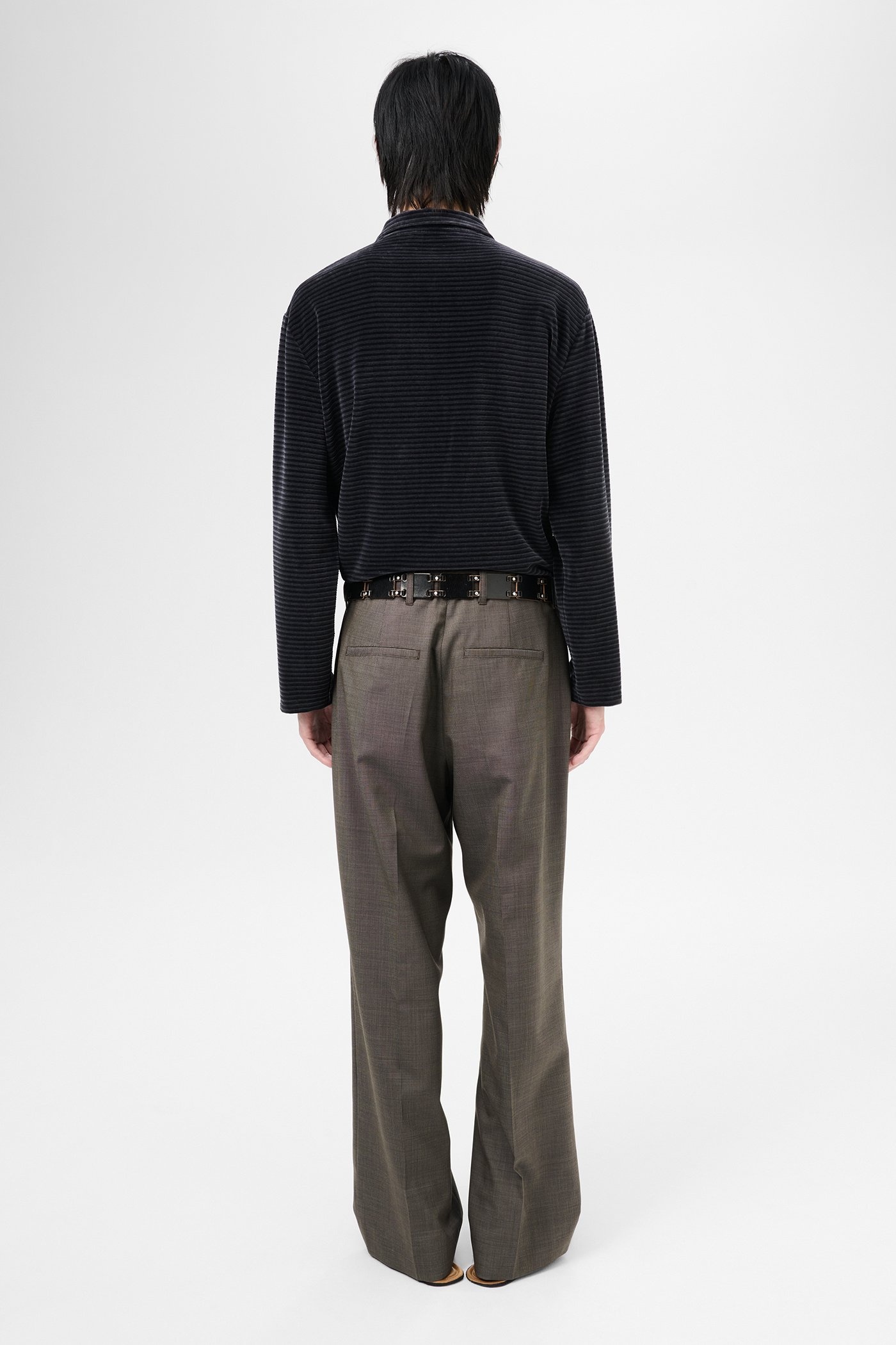 Borrowed Chino Grey Atom Check Wool - 5