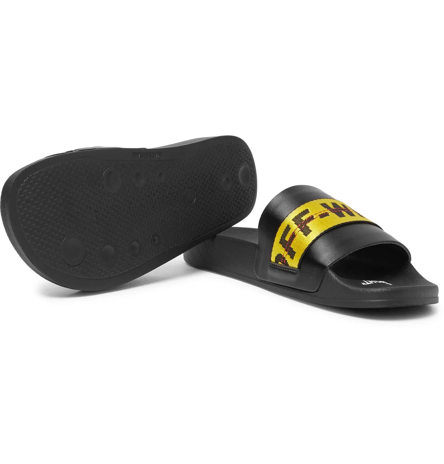 Logo Webbing-Trimmed Leather Slides - 7