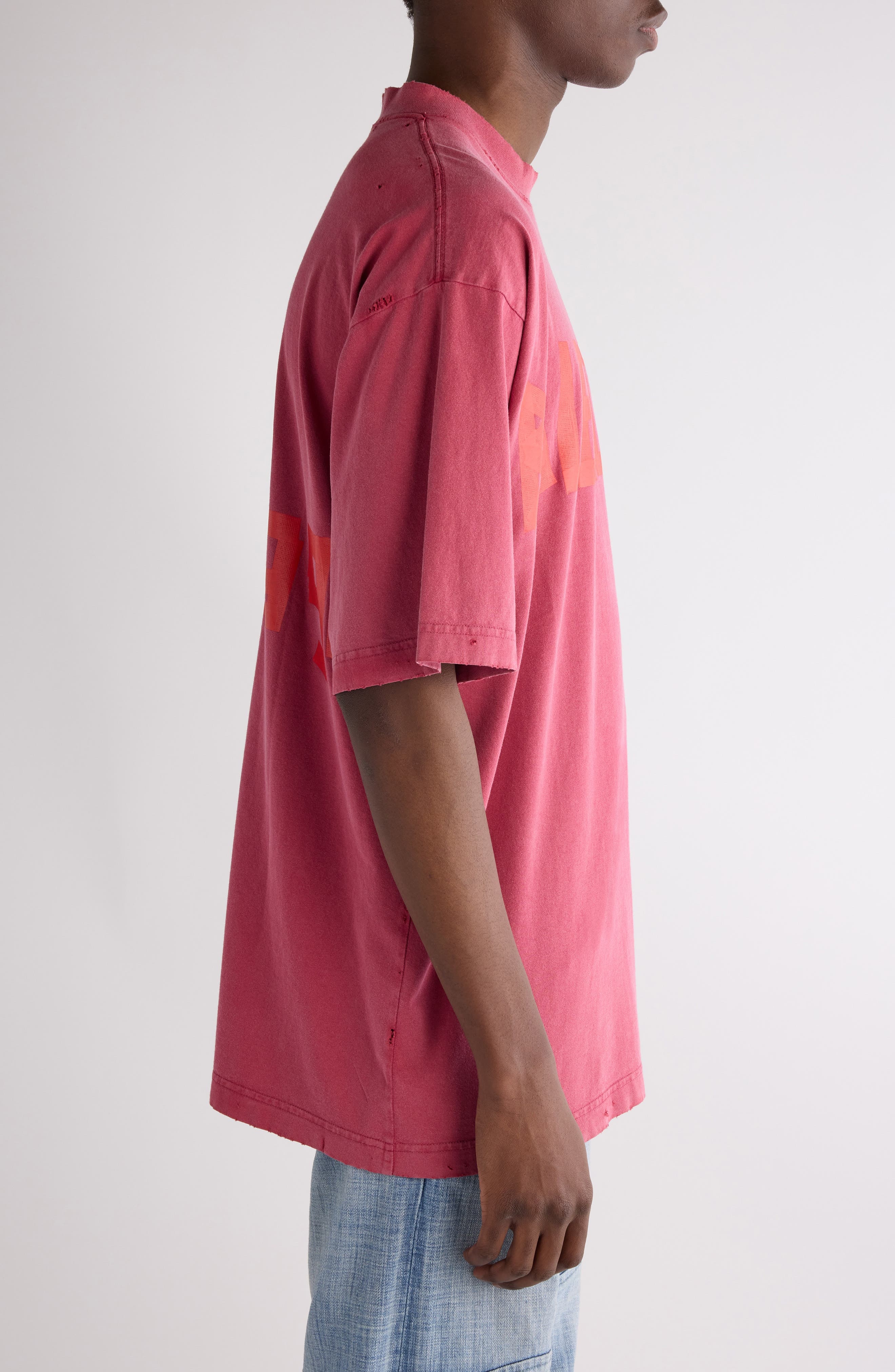 Balenciaga Medium Fit Tape Type Logo Graphic T-Shirt in Raspberry at Nordstrom - 4