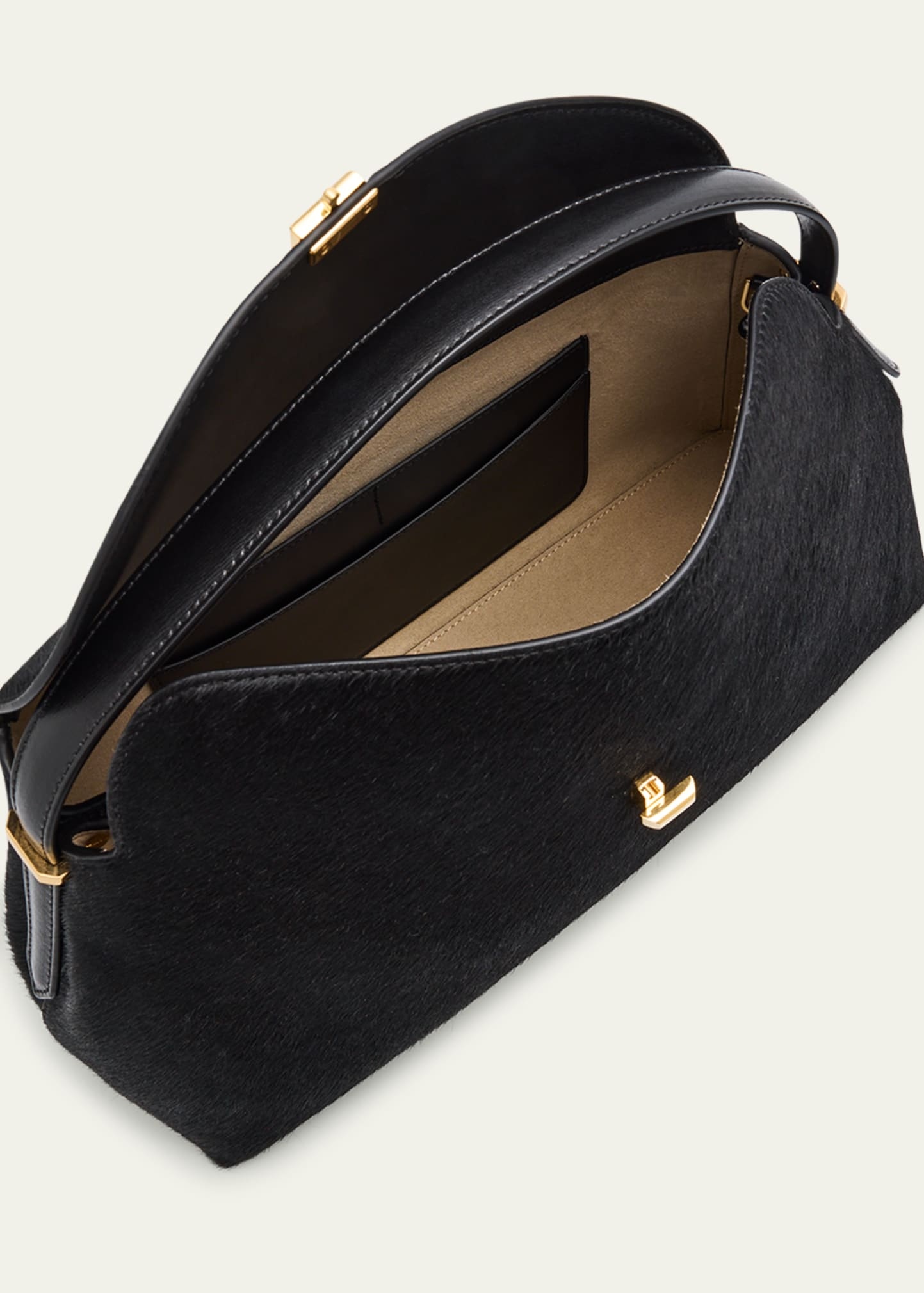 T Lock Horsehair Top-Handle Bag - 4