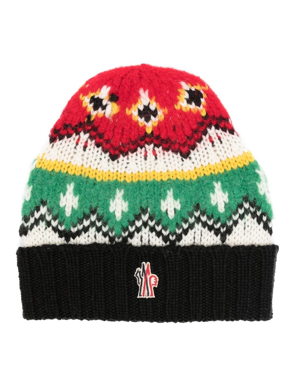 logo-patch intarsia-knit beanie - 1