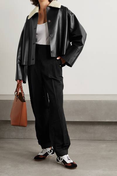 Loewe Oversized shearling-trimmed leather jacket outlook