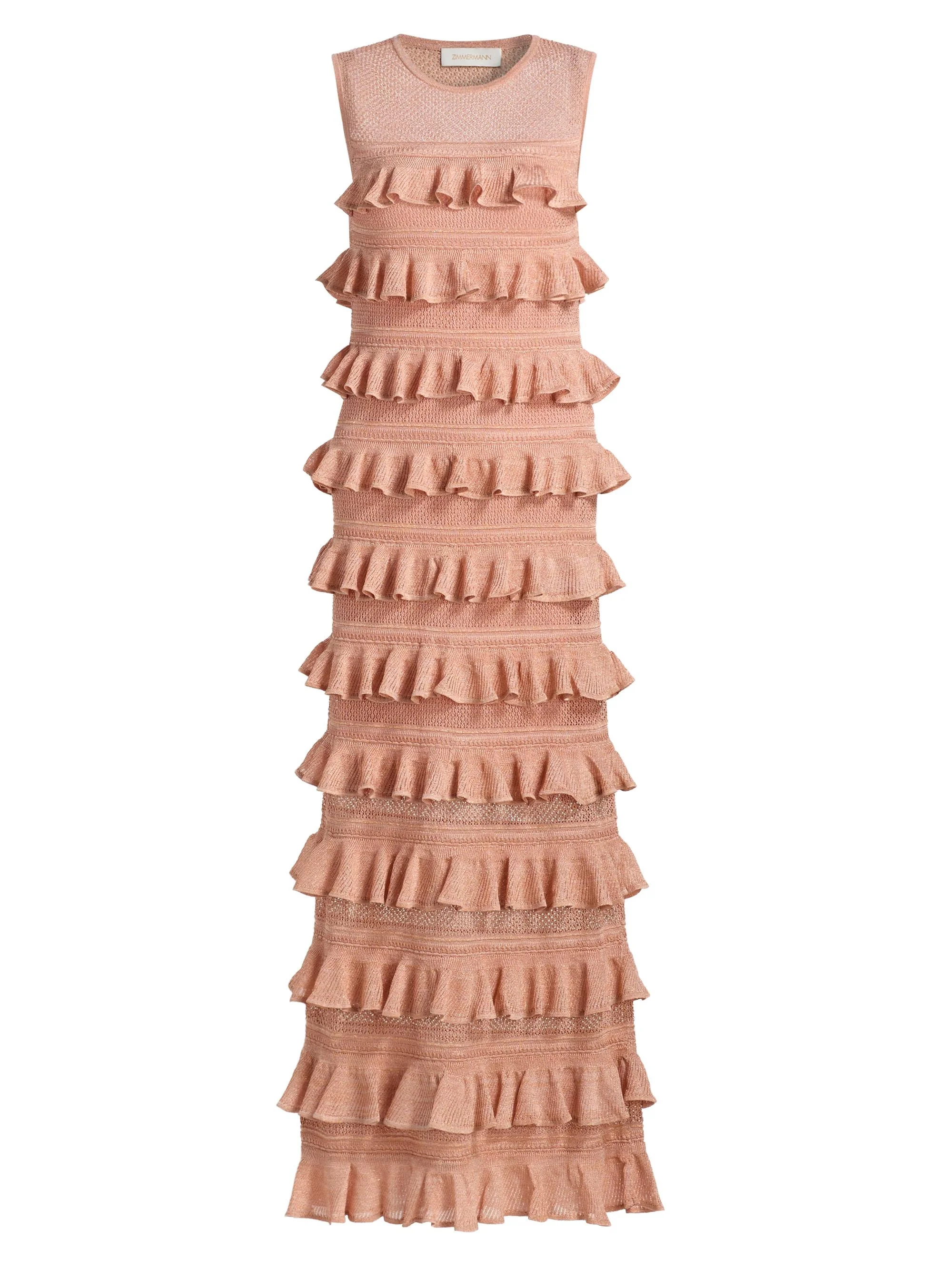 Women's Luna Lace Frill Midi-Dress - Metallic Rose Gold - 1