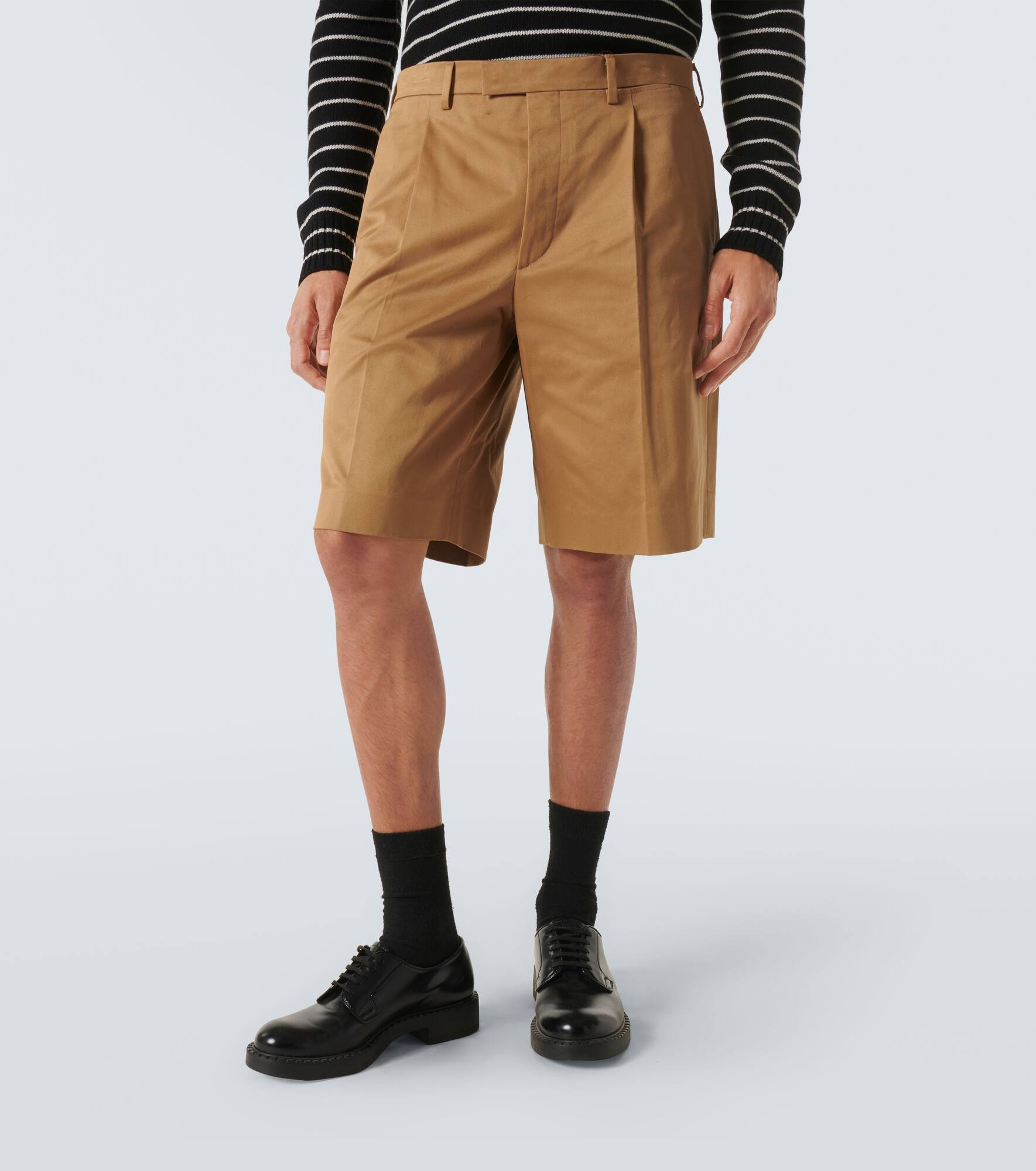 Pleated cotton-twill shorts - 3