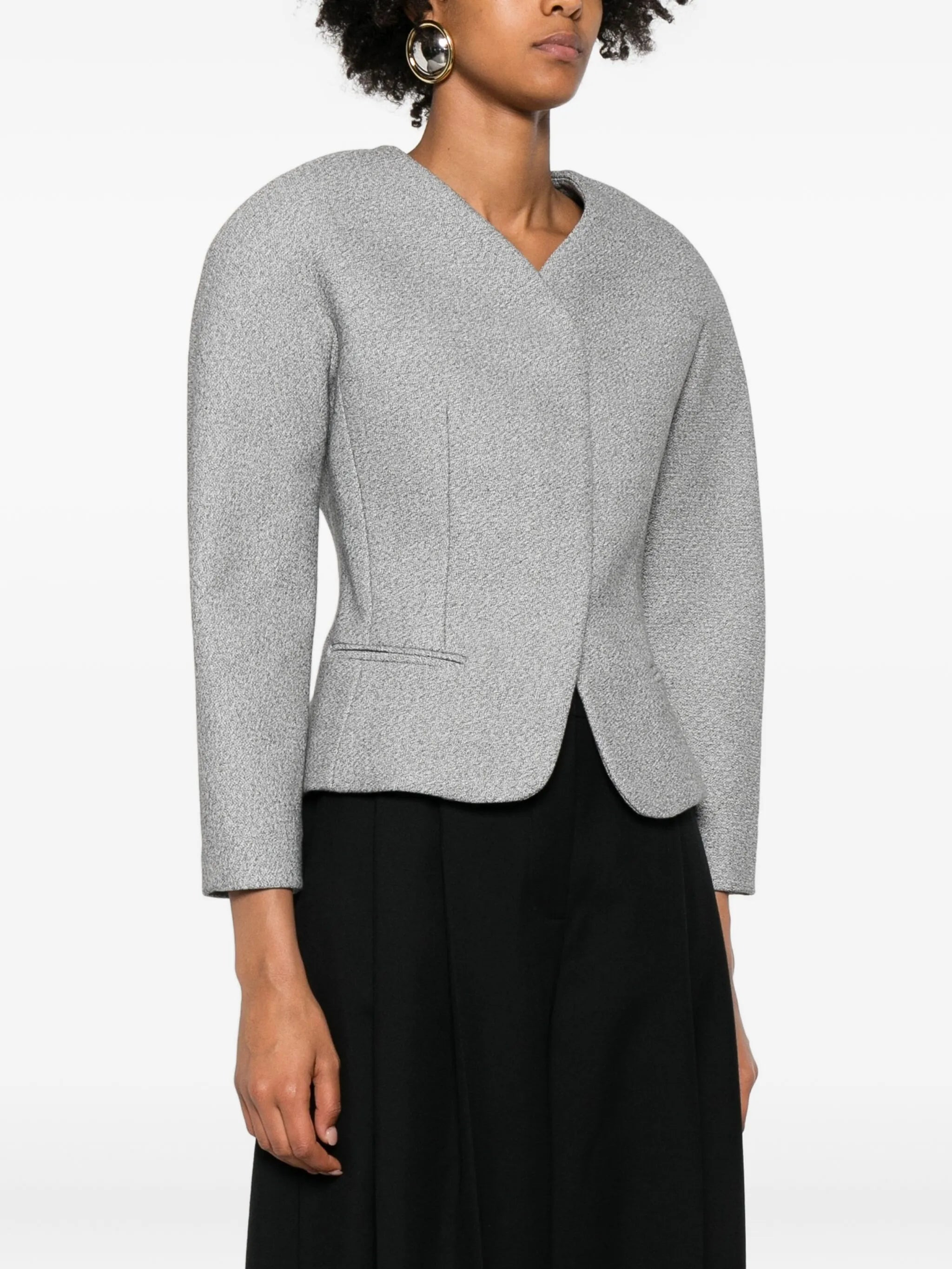 textured-fabric fitted jacket - 3