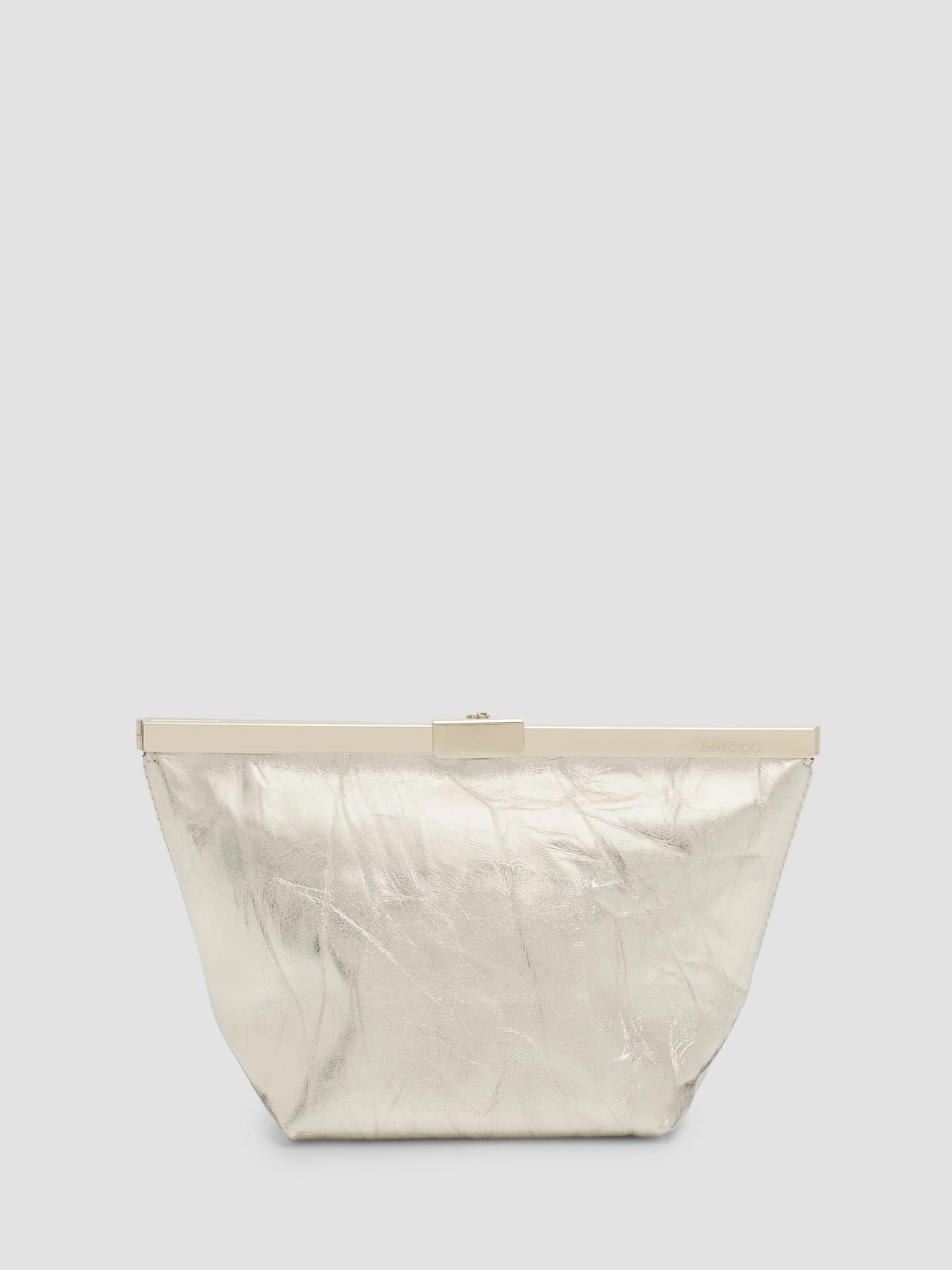 Women's Ganache Metallic Leather Clutch - Light Platinum Light Gold - 1