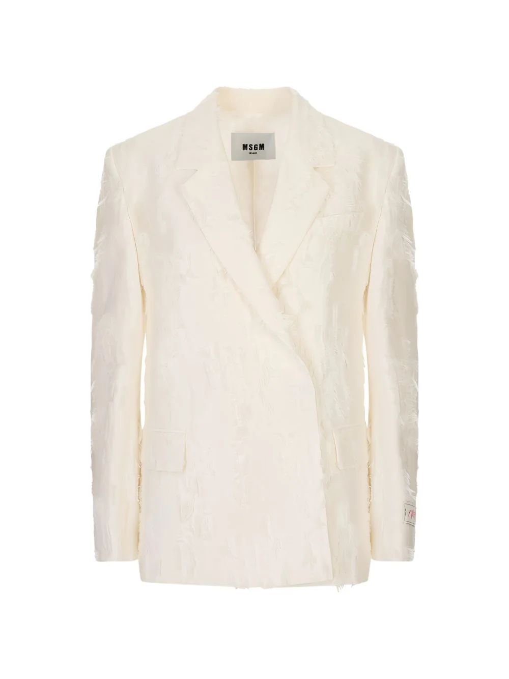 frayed double-breasted jacket - 1