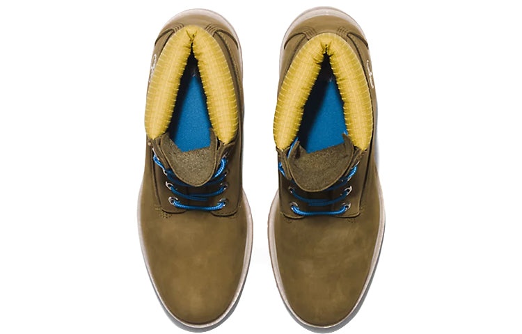 Timberland Premium 6 Inch Boots 'Olive Green Nubuck with Yellow Collar' A5NZM327 - 5