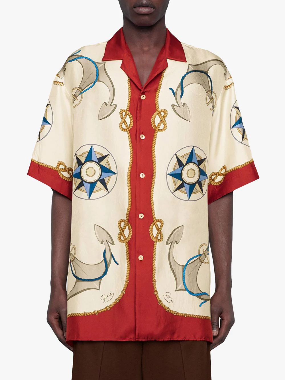 nautical-print bowling shirt - 3