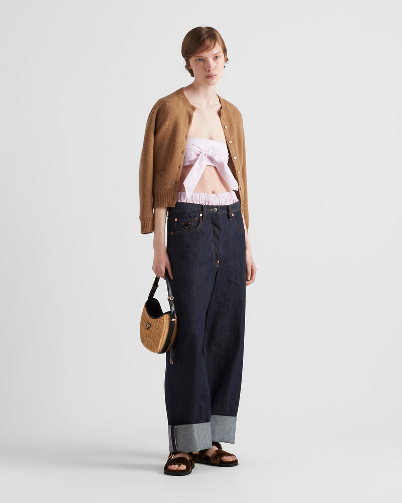 Prada Checked cotton bandeau top outlook