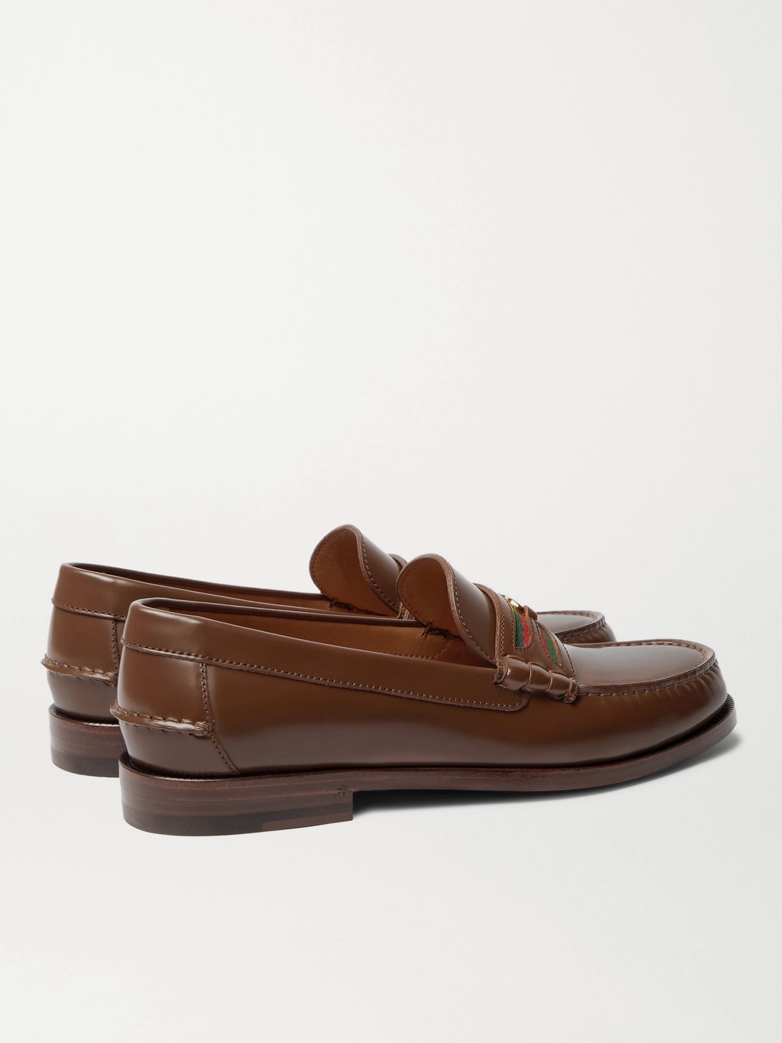 Kaveh Webbing-Trimmed Leather Loafers - 3