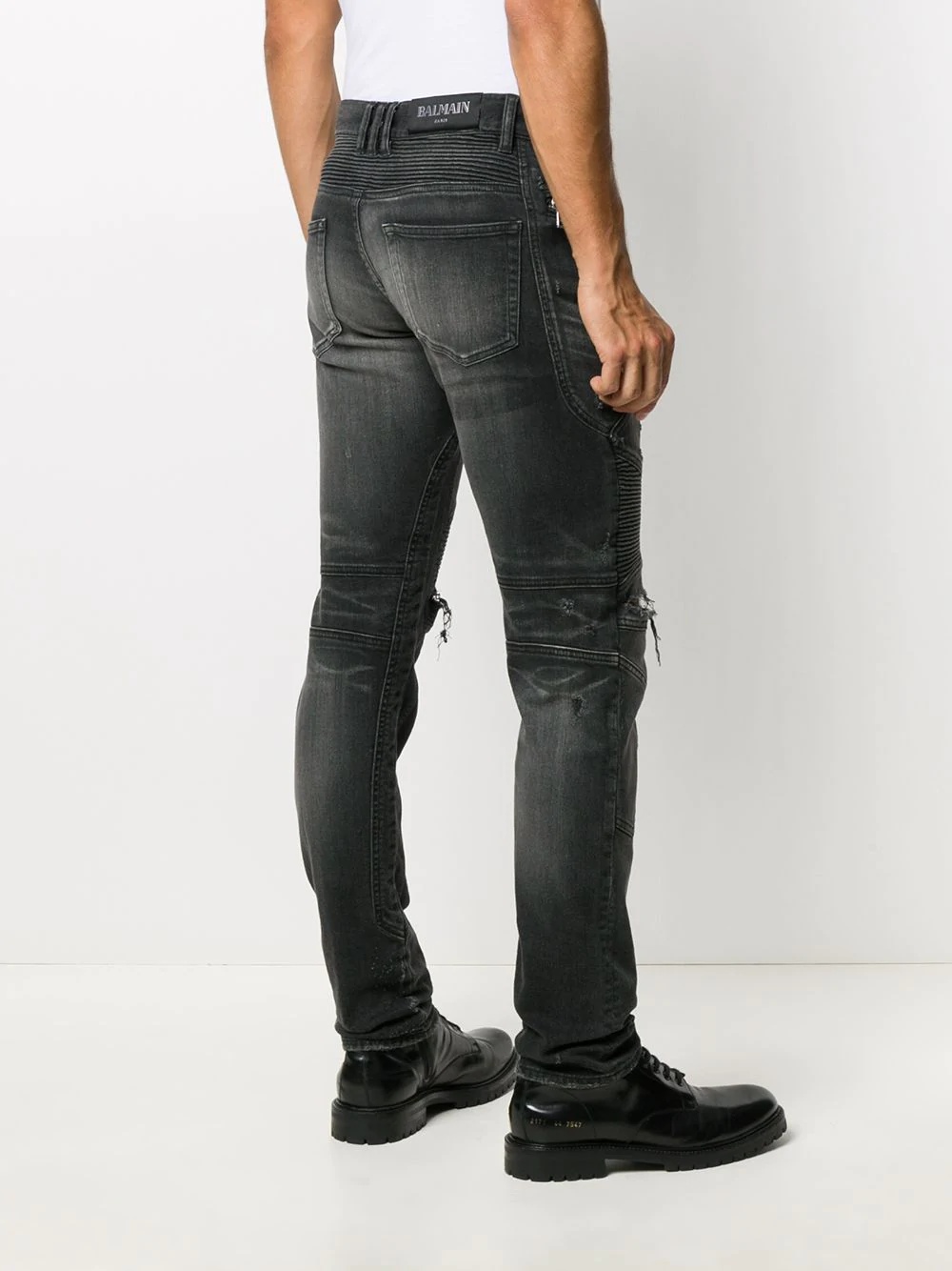 ripped-detailing biker jeans - 4