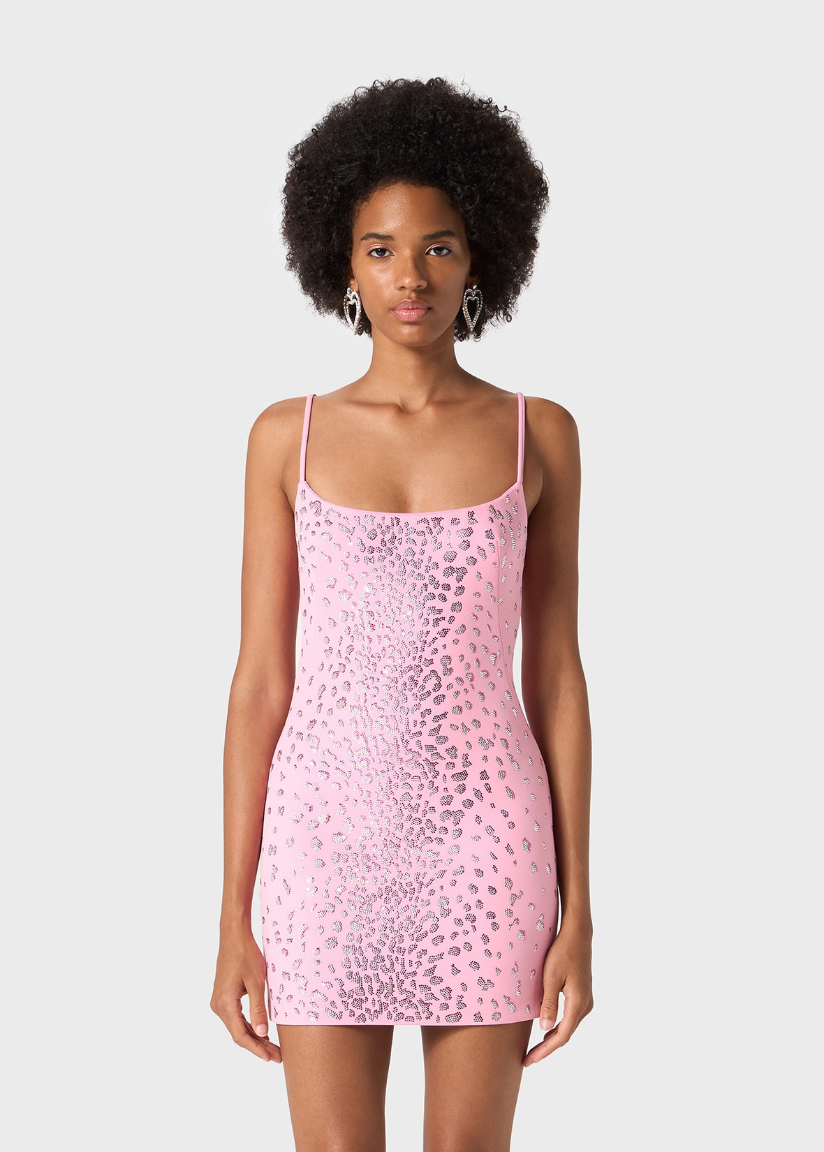 MINI DRESS IN SABLÉ WITH RHINESTONE DECORATIONS - 3