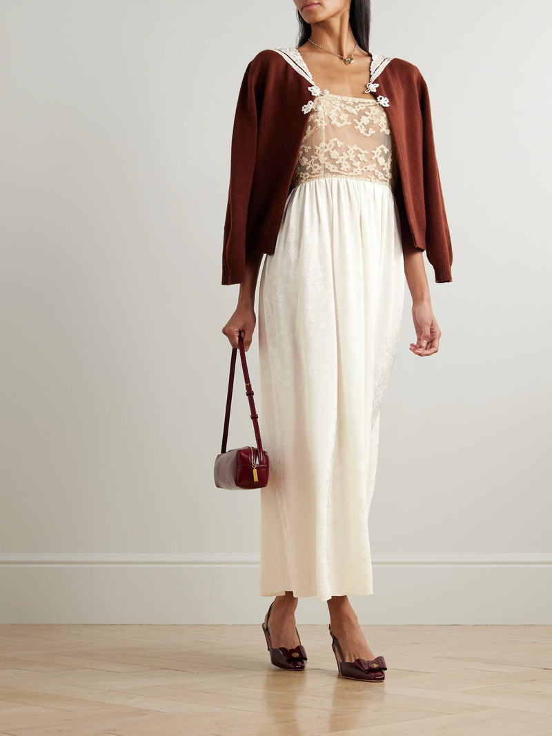BODE Trousseau Lace And Silk-jacquard Maxi Dress outlook