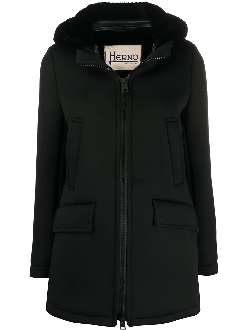 hooded zip-up coat - 1