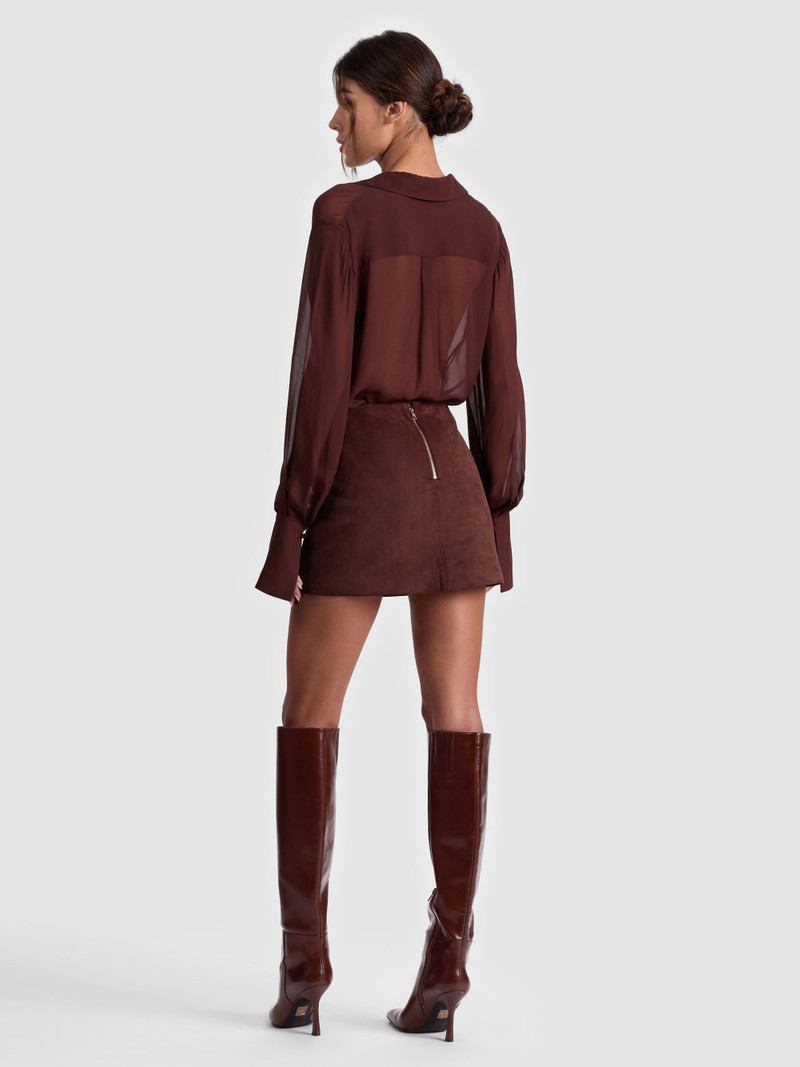 Alice + Olivia RILEY SUEDE MINI SKIRT outlook