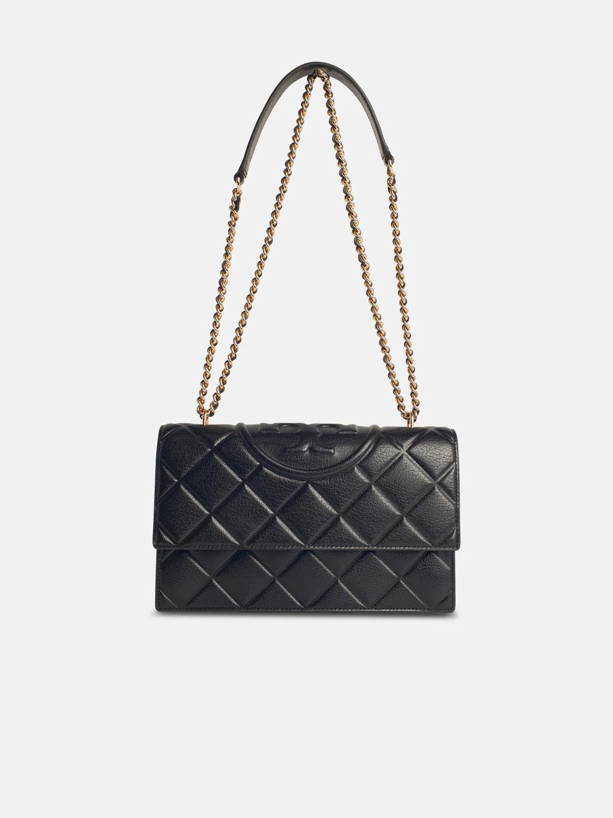 'FLEMING' BLACK LEATHER CROSSBODY BAG - 1
