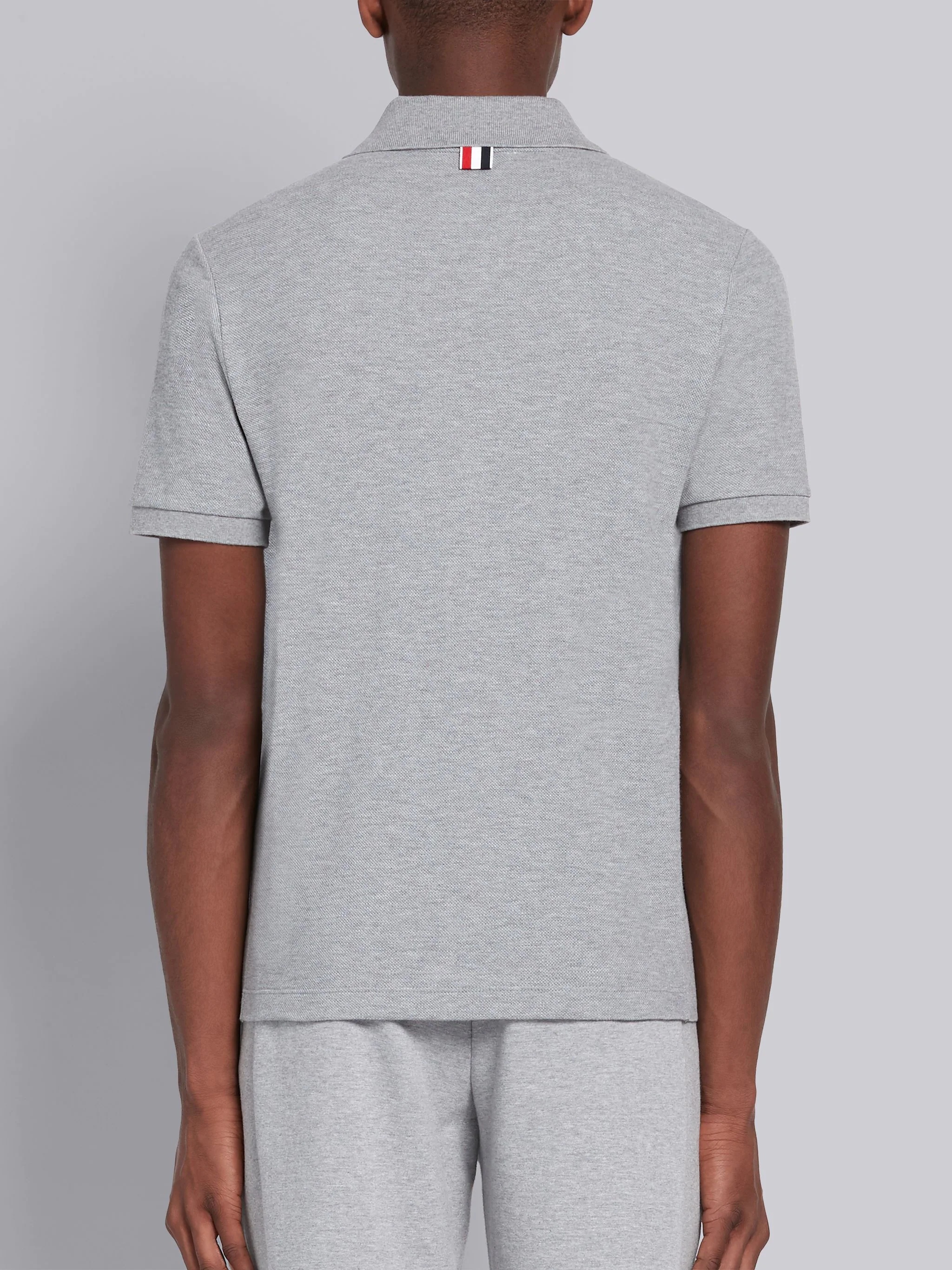 Light Grey Classic Cotton Pique Side Insert 4 -bar Polo - 3