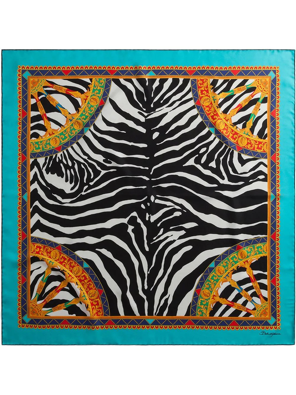 zebra-print silk scarf - 1