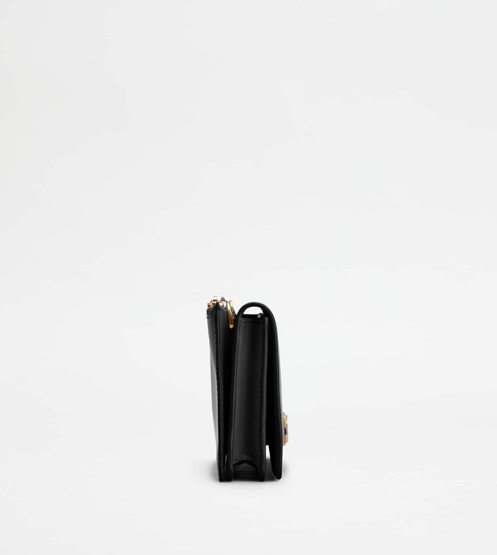 KATE PHONE HOLDER SHOULDER BAG IN LEATHER - BLACK - 3