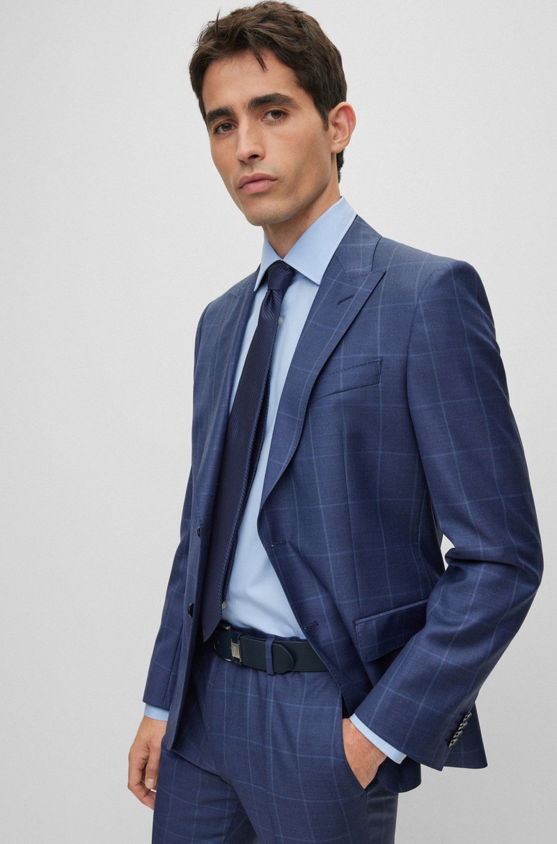 SLIM-FIT TWO-PIECE SUIT IN CHECKED VIRGIN WOOL 2
