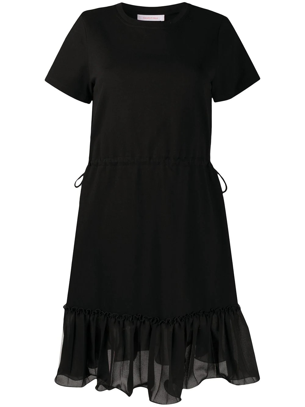 drawstring ruffled T-shirt dress - 1