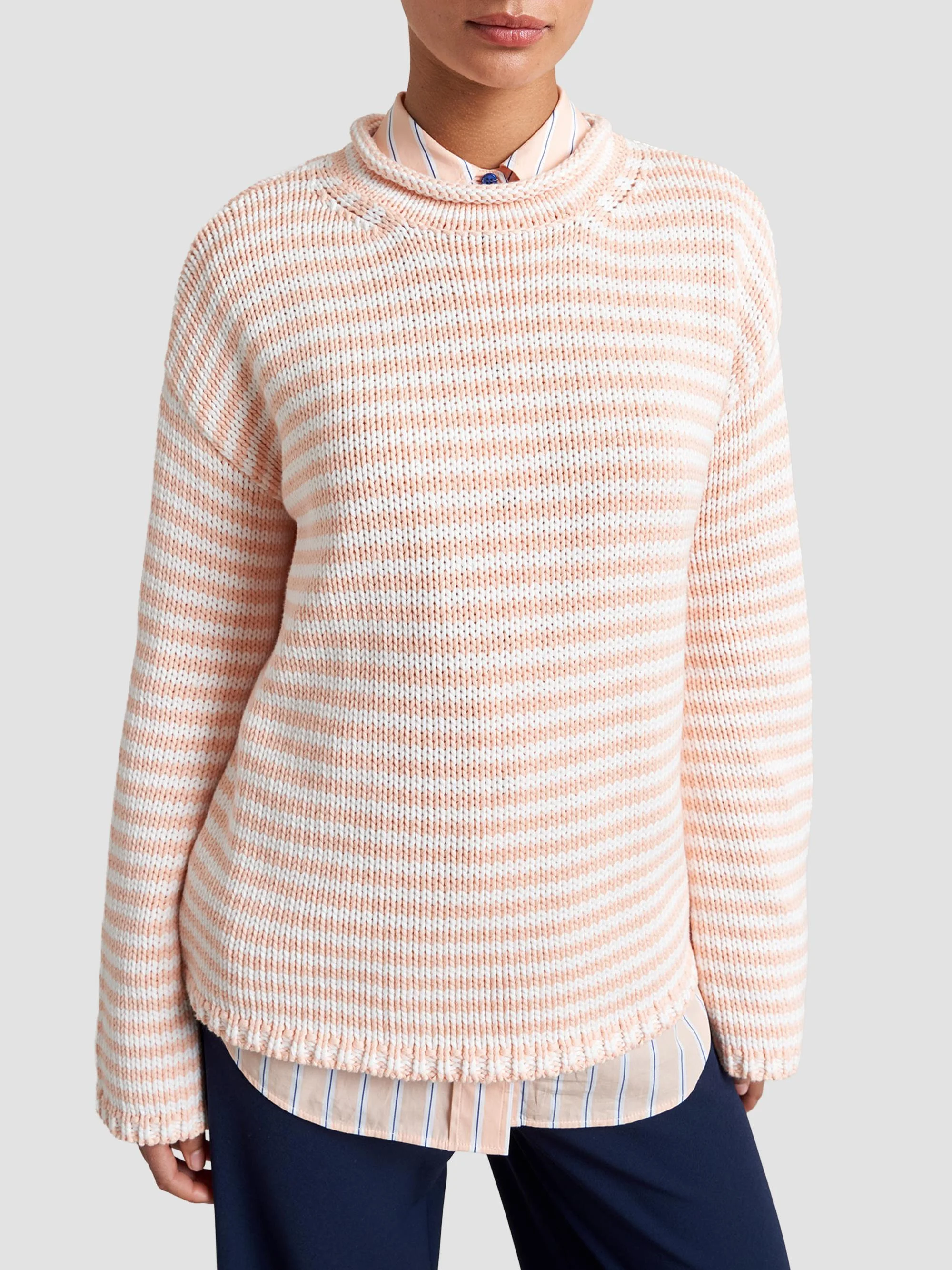 Women's Marina Fine Stripe Sweater - Seashell Ivory - 1