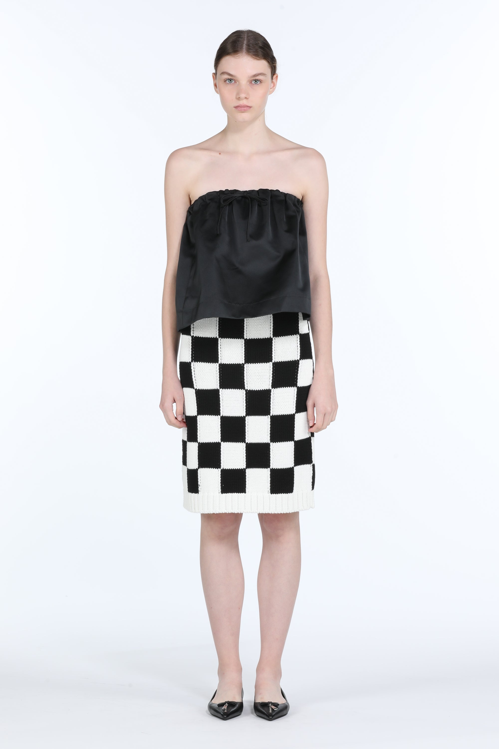 CHECKERED KNITTED SKIRT - 4