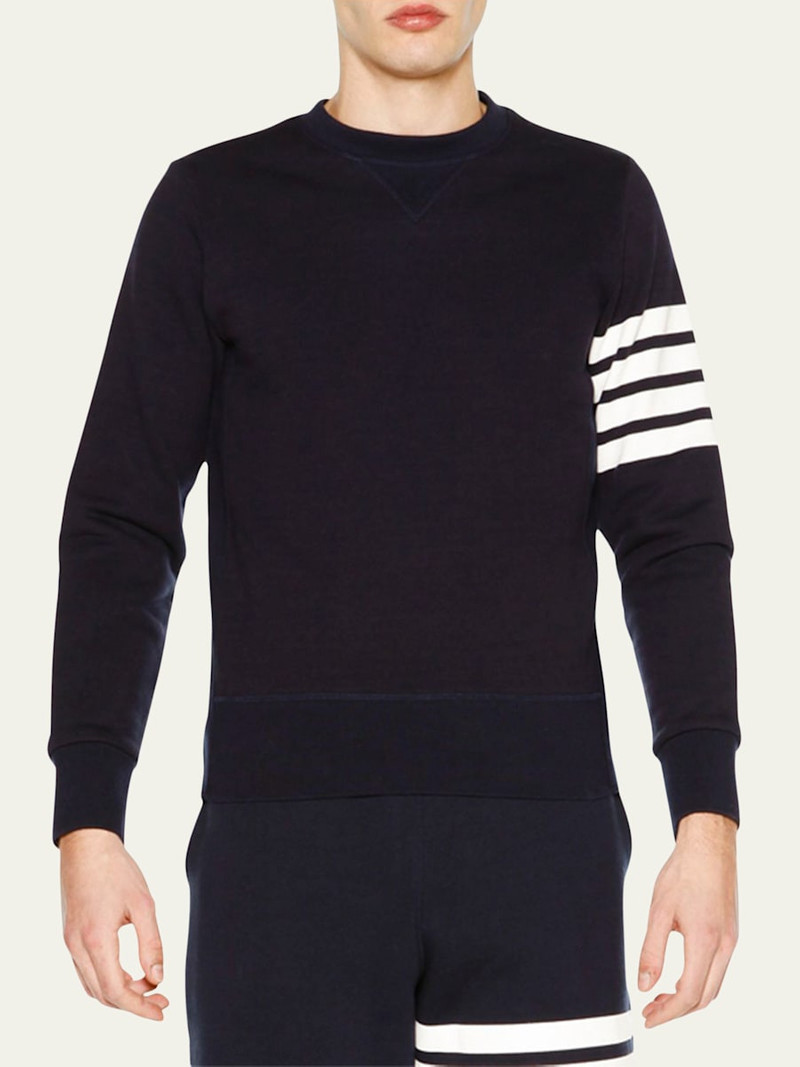 Thom Browne Men's Classic Crewneck Sweatshirt with Striped Sleeve outlook