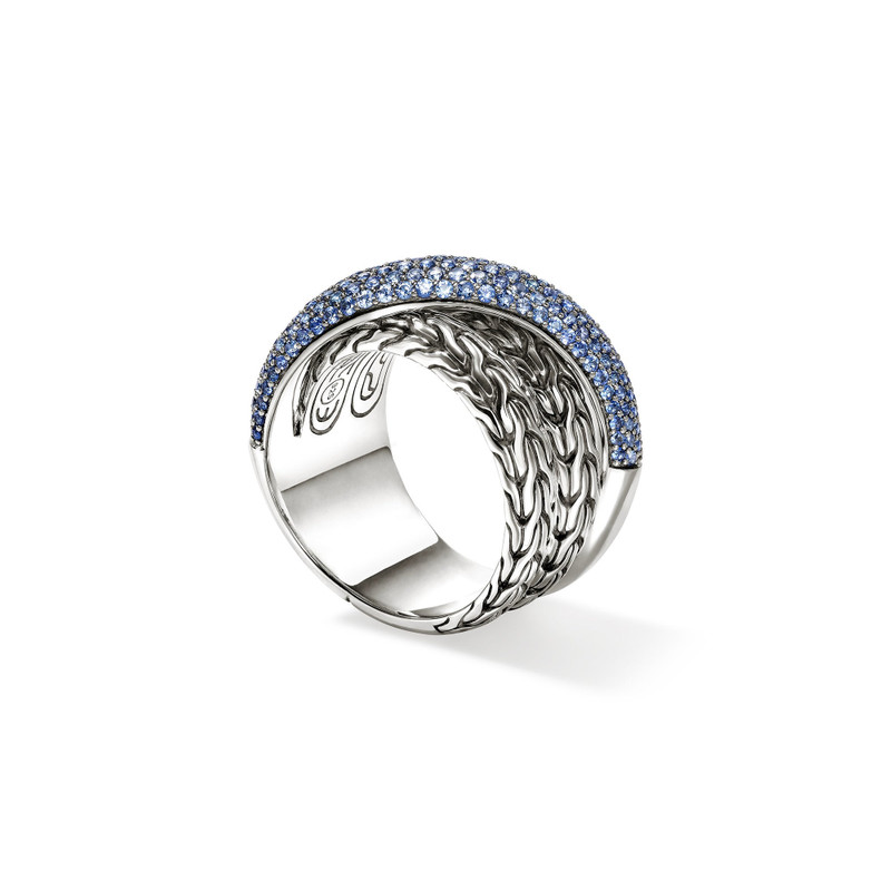 JH Essential Pavé Crossover Ring, Sterling Silver, Gemstones 3
