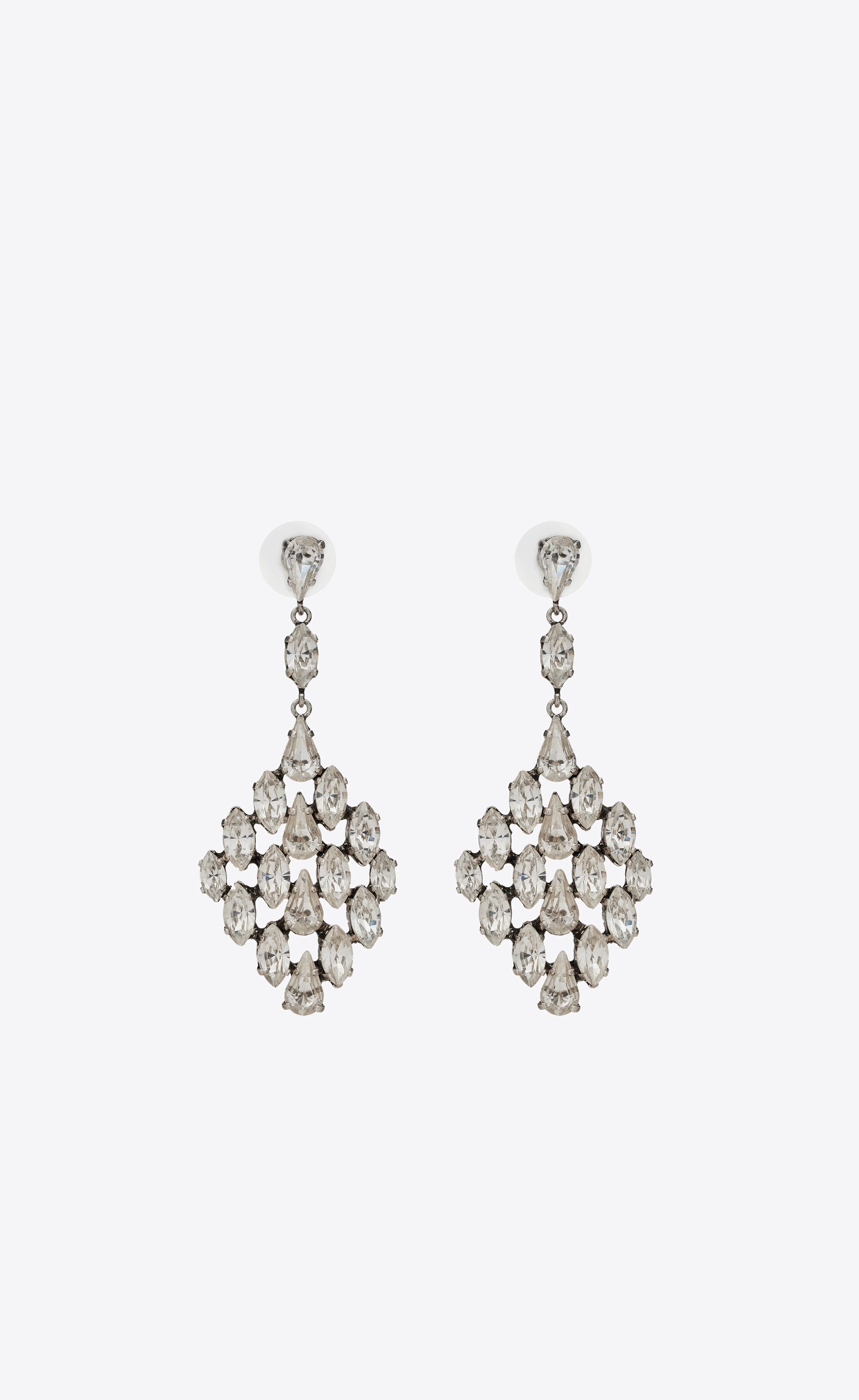 rhinestone diamond-shaped earrings in metal - 1