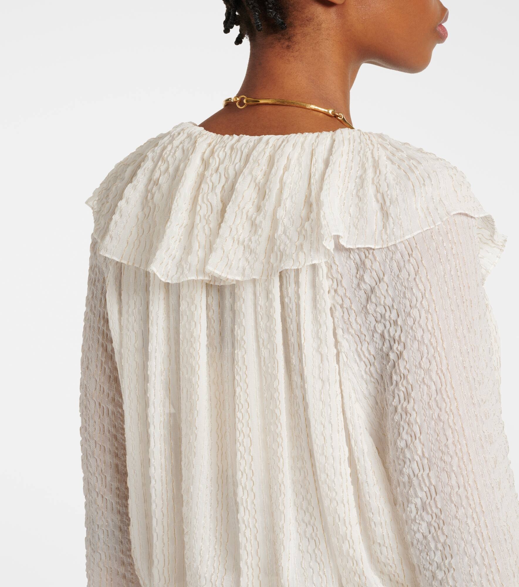 Ruffled silk-blend crêpe maxi dress - 6