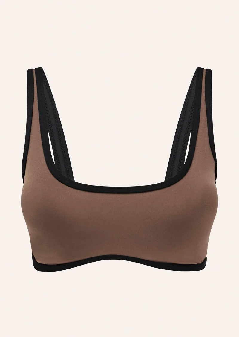 SOLIS SCOOP SPORTS BRA IN MOCHA - 1