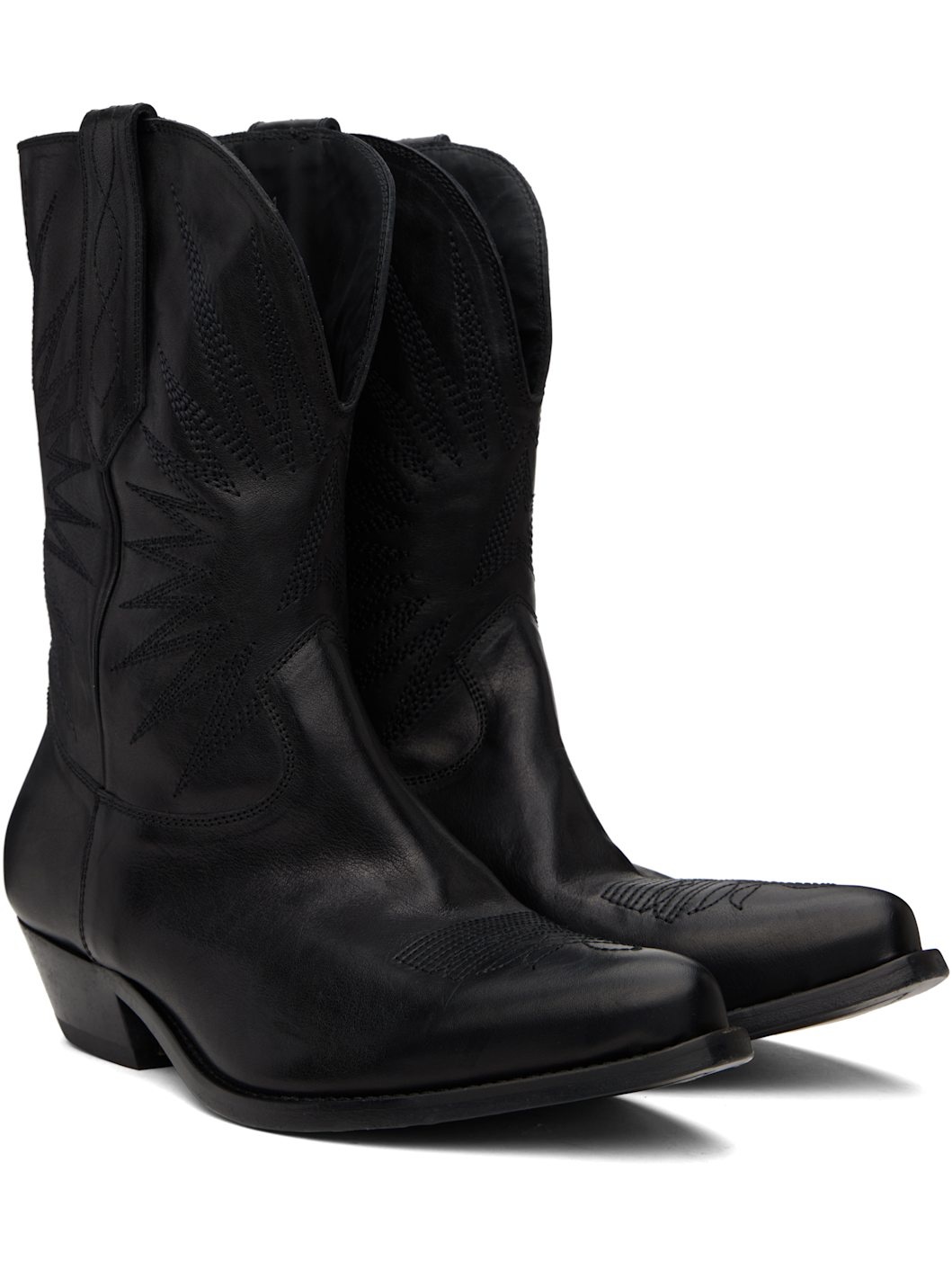 Black Wish Star Low Embroideries Boots - 4